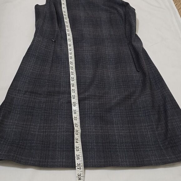 THEORY ZIP BACK MOD WOOL DRESS CHARCOAL MULTI SOFT PLAID SIZE 10 - Picture 7 of 10